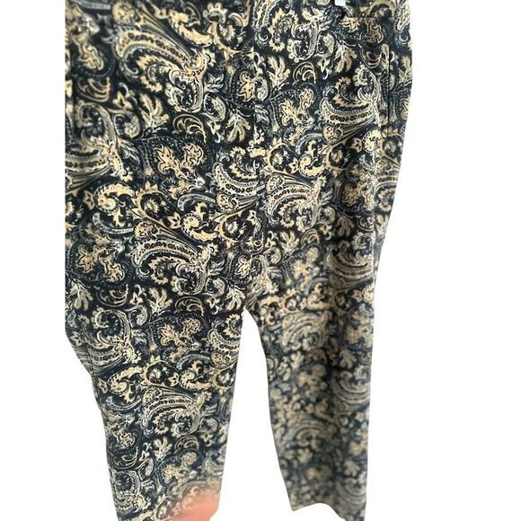 Talbots Hampshire Ankle Pants Black Tan Paisley Stretch Size 14P 14 Petite - Picture 2 of 11
